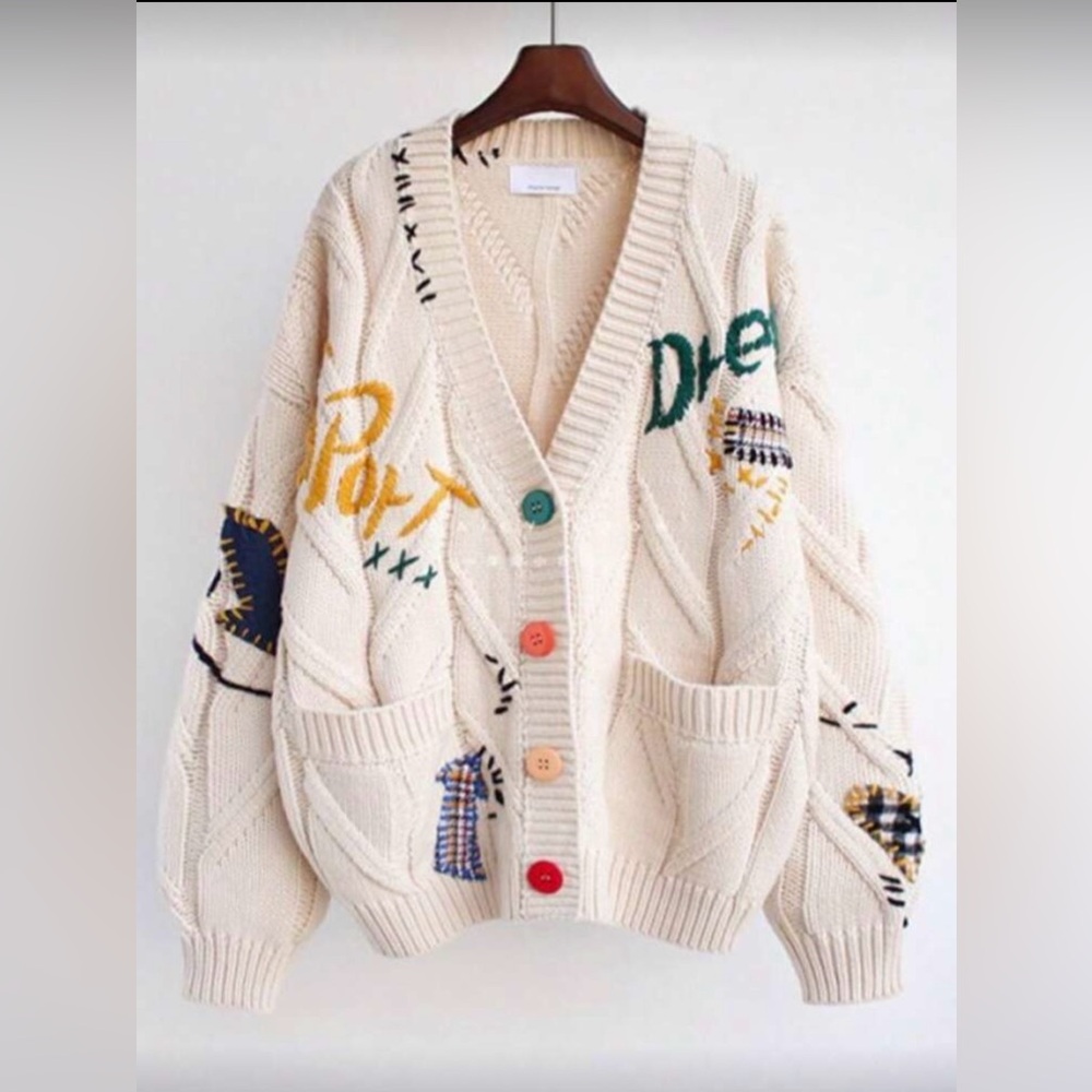 Colorful Button Cream Sweater
